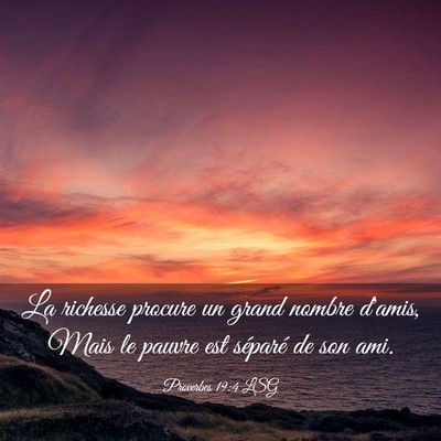 Picture 03 - Proverbes 19:4 LSG - La richesse procure un grand nombre d'amis, Mais - Bible Verse Picture