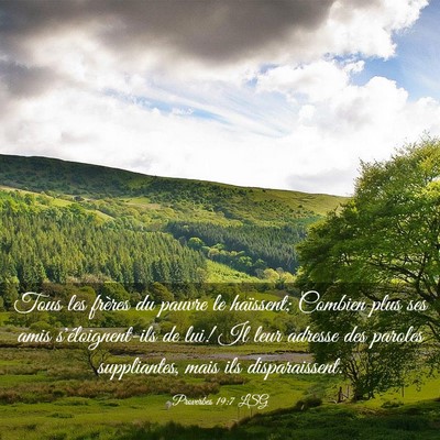 Picture 03 - Proverbes 19:7 LSG - Tous les frères du pauvre le haïssent; Combien - Bible Verse Picture