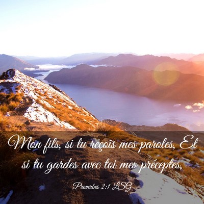 Picture 03 - Proverbes 2:1 LSG - Mon fils, si tu reçois mes paroles, Et si tu - Bible Verse Picture