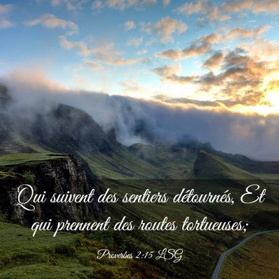 Picture 03 - Proverbes 2:15 LSG - Qui suivent des sentiers détournés, Et qui - Bible Verse Picture