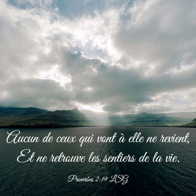 Picture 03 - Proverbes 2:19 LSG - Aucun de ceux qui vont à elle ne revient, Et ne - Bible Verse Picture