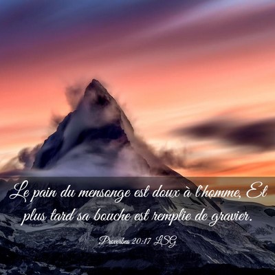 Picture 03 - Proverbes 20:17 LSG - Le pain du mensonge est doux à l'homme, Et plus - Bible Verse Picture