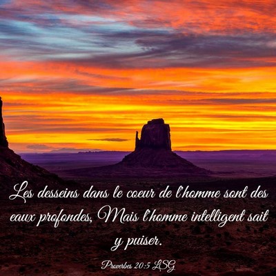 Picture 03 - Proverbes 20:5 LSG - Les desseins dans le coeur de l'homme sont des - Bible Verse Picture