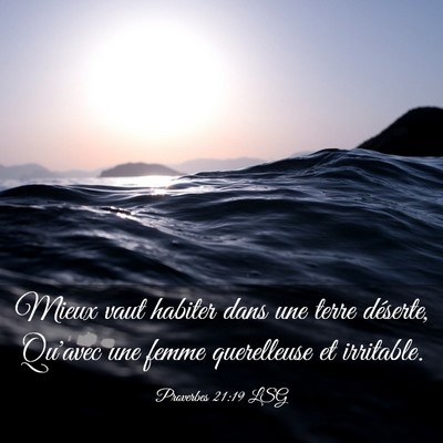 Picture 03 - Proverbes 21:19 LSG - Mieux vaut habiter dans une terre déserte, - Bible Verse Picture