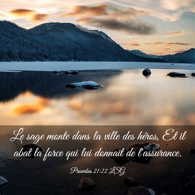 Picture 03 - Proverbes 21:22 LSG - Le sage monte dans la ville des héros, Et il - Bible Verse Picture