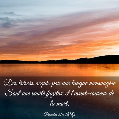 Picture 03 - Proverbes 21:6 LSG - Des trésors acquis par une langue mensongère - Bible Verse Picture