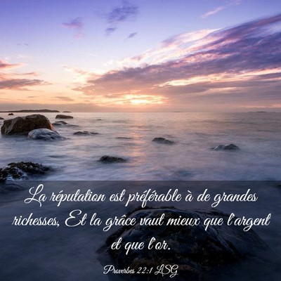 Picture 03 - Proverbes 22:1 LSG - La réputation est préférable à de grandes - Bible Verse Picture