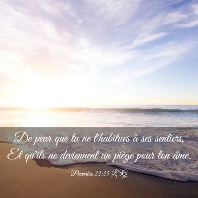 Picture 03 - Proverbes 22:25 LSG - De peur que tu ne t'habitues à ses sentiers, Et - Bible Verse Picture