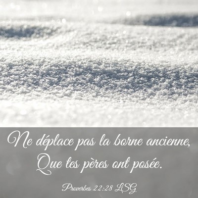 Picture 03 - Proverbes 22:28 LSG - Ne déplace pas la borne ancienne, Que tes pères - Bible Verse Picture