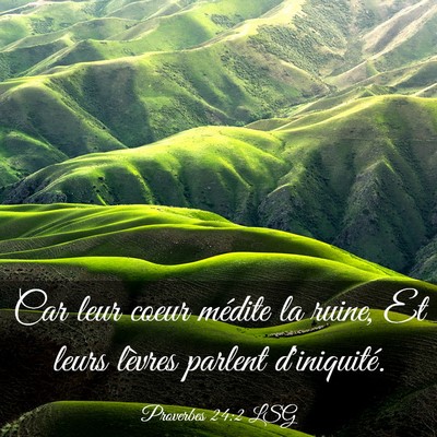 Picture 03 - Proverbes 24:2 LSG - Car leur coeur médite la ruine, Et leurs lèvres - Bible Verse Picture
