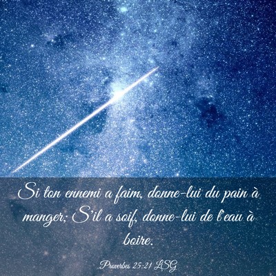 Picture 03 - Proverbes 25:21 LSG - Si ton ennemi a faim, donne-lui du pain à - Bible Verse Picture