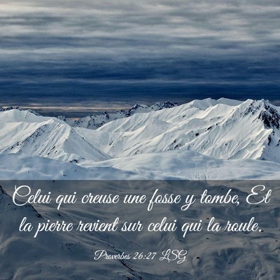 Picture 03 - Proverbes 26:27 LSG - Celui qui creuse une fosse y tombe, Et la pierre - Bible Verse Picture