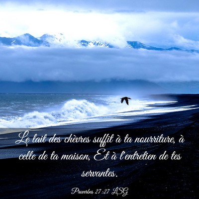Picture 03 - Proverbes 27:27 LSG - Le lait des chèvres suffit à ta nourriture, à - Bible Verse Picture