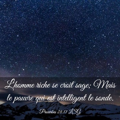 Picture 03 - Proverbes 28:11 LSG - L'homme riche se croit sage; Mais le pauvre qui - Bible Verse Picture