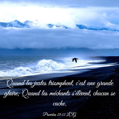 Picture 03 - Proverbes 28:12 LSG - Quand les justes triomphent, c'est une grande - Bible Verse Picture
