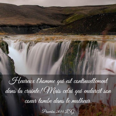 Picture 03 - Proverbes 28:14 LSG - Heureux l'homme qui est continuellement dans la - Bible Verse Picture