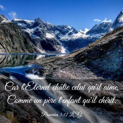 Picture 03 - Proverbes 3:12 LSG - Car l'Eternel châtie celui qu'il aime, Comme un - Bible Verse Picture