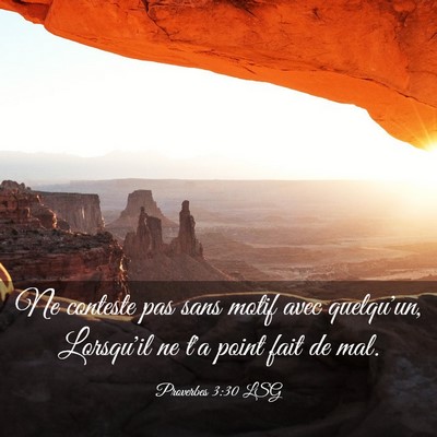 Picture 03 - Proverbes 3:30 LSG - Ne conteste pas sans motif avec quelqu'un, - Bible Verse Picture