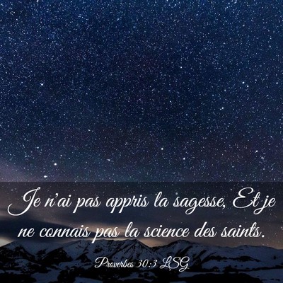 Picture 03 - Proverbes 30:3 LSG - Je n'ai pas appris la sagesse, Et je ne connais - Bible Verse Picture