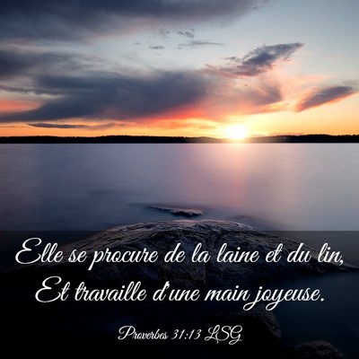 Picture 03 - Proverbes 31:13 LSG - Elle se procure de la laine et du lin, Et - Bible Verse Picture