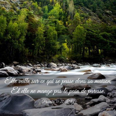 Picture 03 - Proverbes 31:27 LSG - Elle veille sur ce qui se passe dans sa maison, - Bible Verse Picture