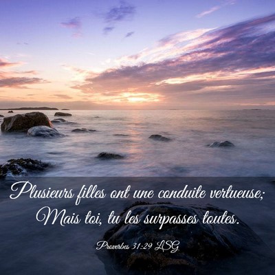 Picture 03 - Proverbes 31:29 LSG - Plusieurs filles ont une conduite vertueuse; Mais - Bible Verse Picture