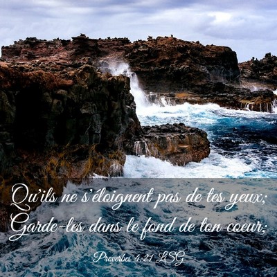 Picture 03 - Proverbes 4:21 LSG - Qu'ils ne s'éloignent pas de tes yeux; Garde-les - Bible Verse Picture