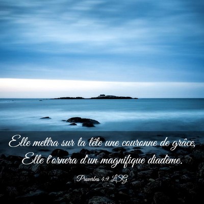 Picture 03 - Proverbes 4:9 LSG - Elle mettra sur ta tête une couronne de grâce, - Bible Verse Picture