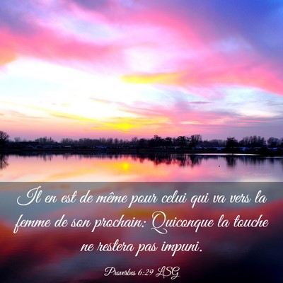 Picture 03 - Proverbes 6:29 LSG - Il en est de même pour celui qui va vers la - Bible Verse Picture