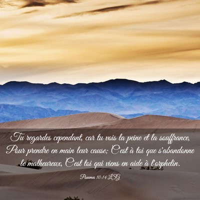 Picture 03 - Psaumes 10:14 LSG - Tu regardes cependant, car tu vois la peine et la - Bible Verse Picture