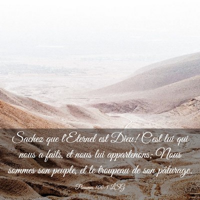 Picture 03 - Psaumes 100:3 LSG - Sachez que l'Eternel est Dieu! C'est lui qui nous - Bible Verse Picture