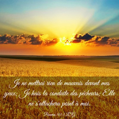 Picture 03 - Psaumes 101:3 LSG - Je ne mettrai rien de mauvais devant mes yeux; Je - Bible Verse Picture