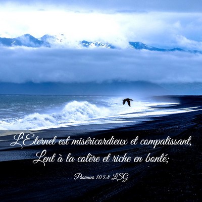 Picture 03 - Psaumes 103:8 LSG - L'Eternel est miséricordieux et compatissant, - Bible Verse Picture