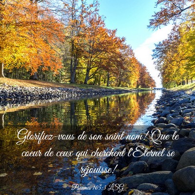 Picture 03 - Psaumes 105:3 LSG - Glorifiez-vous de son saint nom! Que le coeur de - Bible Verse Picture