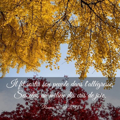 Picture 03 - Psaumes 105:43 LSG - Il fit sortir son peuple dans l'allégresse, Ses - Bible Verse Picture