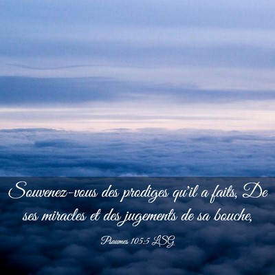 Picture 03 - Psaumes 105:5 LSG - Souvenez-vous des prodiges qu'il a faits, De ses - Bible Verse Picture