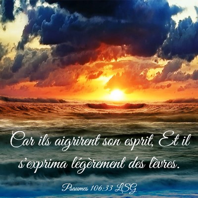 Picture 03 - Psaumes 106:33 LSG - Car ils aigrirent son esprit, Et il s'exprima - Bible Verse Picture
