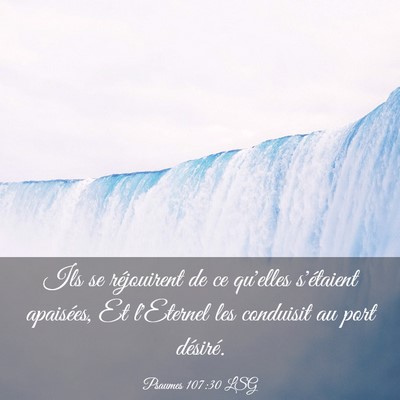 Picture 03 - Psaumes 107:30 LSG - Ils se réjouirent de ce qu'elles s'étaient - Bible Verse Picture