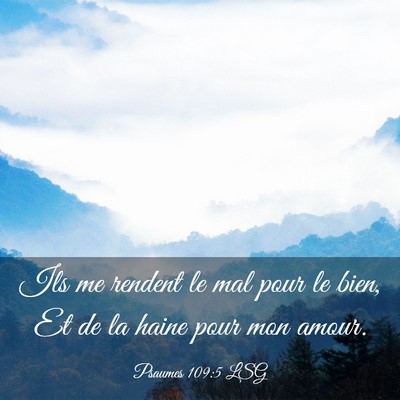 Picture 03 - Psaumes 109:5 LSG - Ils me rendent le mal pour le bien, Et de la - Bible Verse Picture