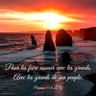 Picture 03 - Psaumes 113:8 LSG - Pour les faire asseoir avec les grands, Avec les - Bible Verse Picture