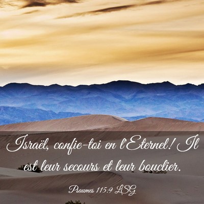 Picture 03 - Psaumes 115:9 LSG - Israël, confie-toi en l'Eternel! Il est leur - Bible Verse Picture