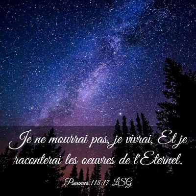 Picture 03 - Psaumes 118:17 LSG - Je ne mourrai pas, je vivrai, Et je raconterai - Bible Verse Picture