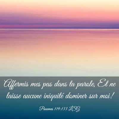 Picture 03 - Psaumes 119:133 LSG - Affermis mes pas dans ta parole, Et ne laisse - Bible Verse Picture