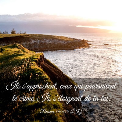 Picture 03 - Psaumes 119:150 LSG - Ils s'approchent, ceux qui poursuivent le crime, - Bible Verse Picture