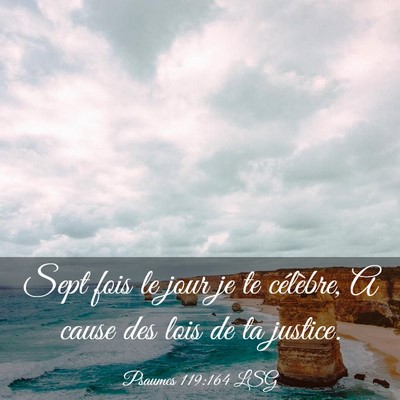 Picture 03 - Psaumes 119:164 LSG - Sept fois le jour je te célèbre, A cause des - Bible Verse Picture