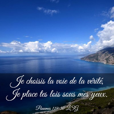 Picture 03 - Psaumes 119:30 LSG - Je choisis la voie de la vérité, Je place tes - Bible Verse Picture