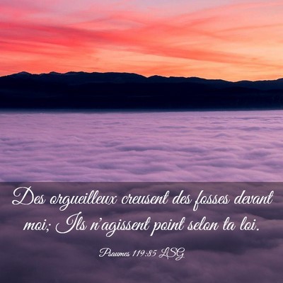 Picture 03 - Psaumes 119:85 LSG - Des orgueilleux creusent des fosses devant moi; - Bible Verse Picture