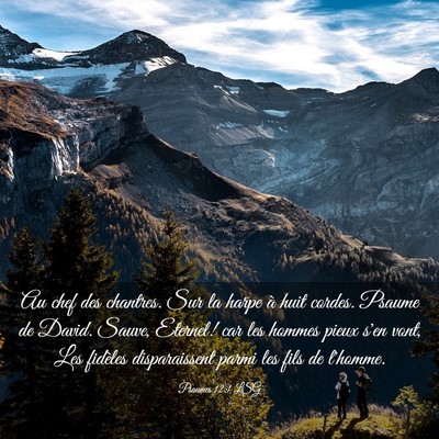 Picture 03 - Psaumes 12:1 LSG - Au chef des chantres. Sur la harpe à huit - Bible Verse Picture