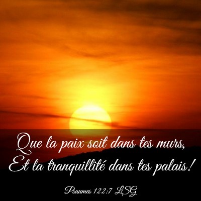 Picture 03 - Psaumes 122:7 LSG - Que la paix soit dans tes murs, Et la - Bible Verse Picture