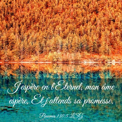 Picture 03 - Psaumes 130:5 LSG - J'espère en l'Eternel, mon âme espère, Et - Bible Verse Picture
